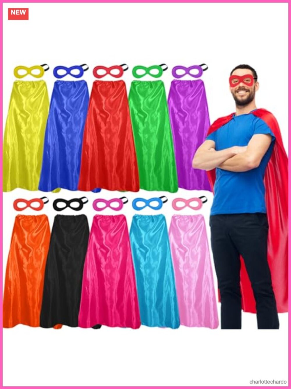 Superhero Capes and Masks 10 Pack Satin Blank for Adults Group Costume